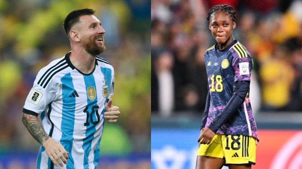 Lionel Messi y Linda Caicedo en partido con las selecciones de Argentina y Colombia en 2023. (Crédito: elaborada con Getty Images)