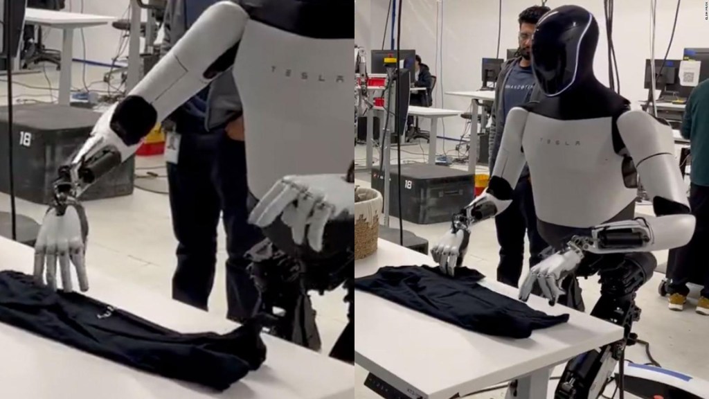 Optimus Gen 2, el robot de Tesla, dobla una camiseta