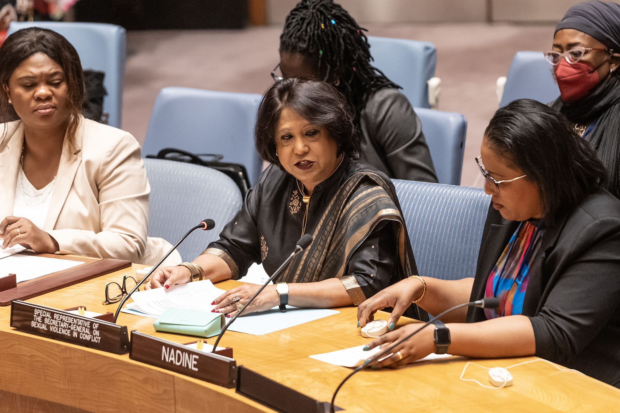 Pramila Patten, representante especial del secretario general de la ONU sobre violencia sexual en los conflictos, habla durante la reunión del Consejo de Seguridad sobre las mujeres y la paz y la seguridad en la sede de las Naciones Unidas en Nueva York el 14 de julio. (Crédito: Lev Radin/Pacific Press/LightRocket/Getty Images)