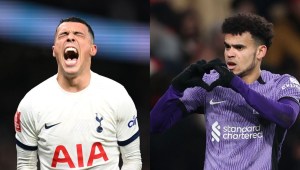 Pedro Porro (Tottenham) y Luis Díaz (Liverpool) celebran sus goles en las victorias de sus equipos en tercera ronda de FA Cup. (Crédito: creada con imágenes de Getty Images)