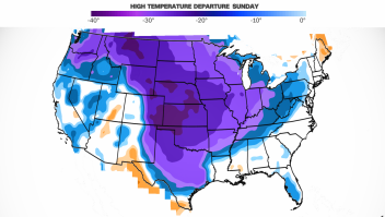 Las temperaturas caerán entre 30 y 40 grados por debajo de lo normal el domingo en todo el centro de Estados Unidos. (CNN Weather)