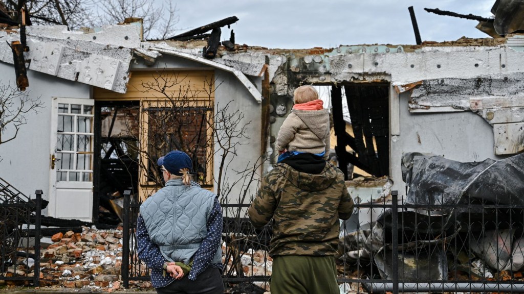 Following a Russian drone strike in Bilohorshcha outside Lviv in western Ukraine on January 1, 2024.  (Ukrainform/Nurfoto/Getty Images)