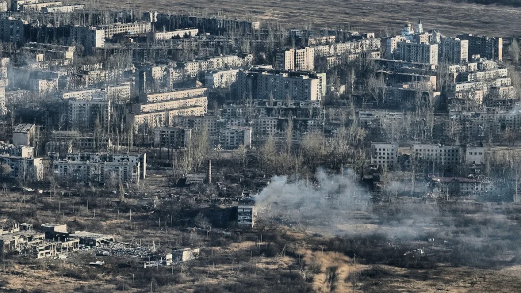 Edificios destruidos en Avdiivka, Ucrania, el 15 de febrero. Kostiantyn Lieberov/Libkos/Getty Images