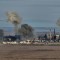 El humo sale de una planta química en Avdiivka el 15 de febrero. (Kostiantyn Liberov/Libkos/Getty Images)