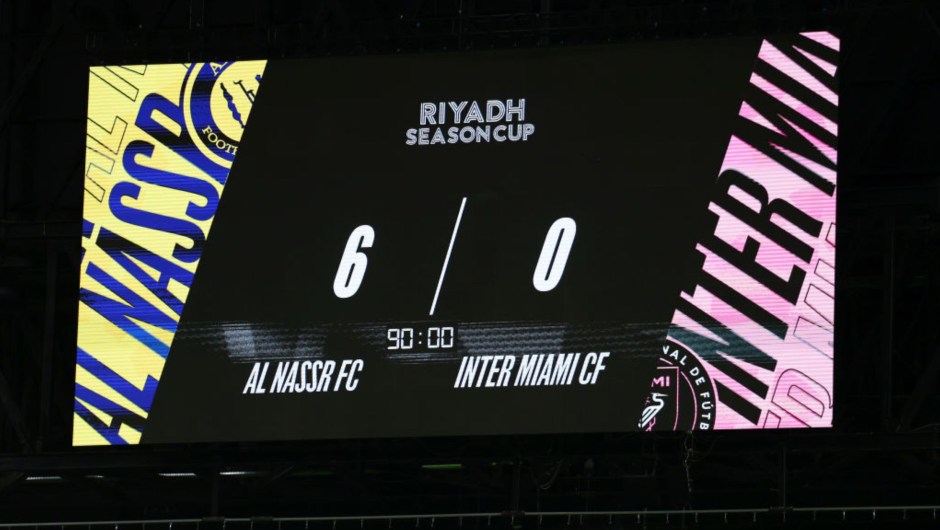 Marcador final del partido entre Al Nassr e Inter Miami, disputado el 1 de febrero de 2024 en la Kingdom Arena de Riad, Arabia SAudita. (Crédito: Yasser Bakhsh/Getty Images)