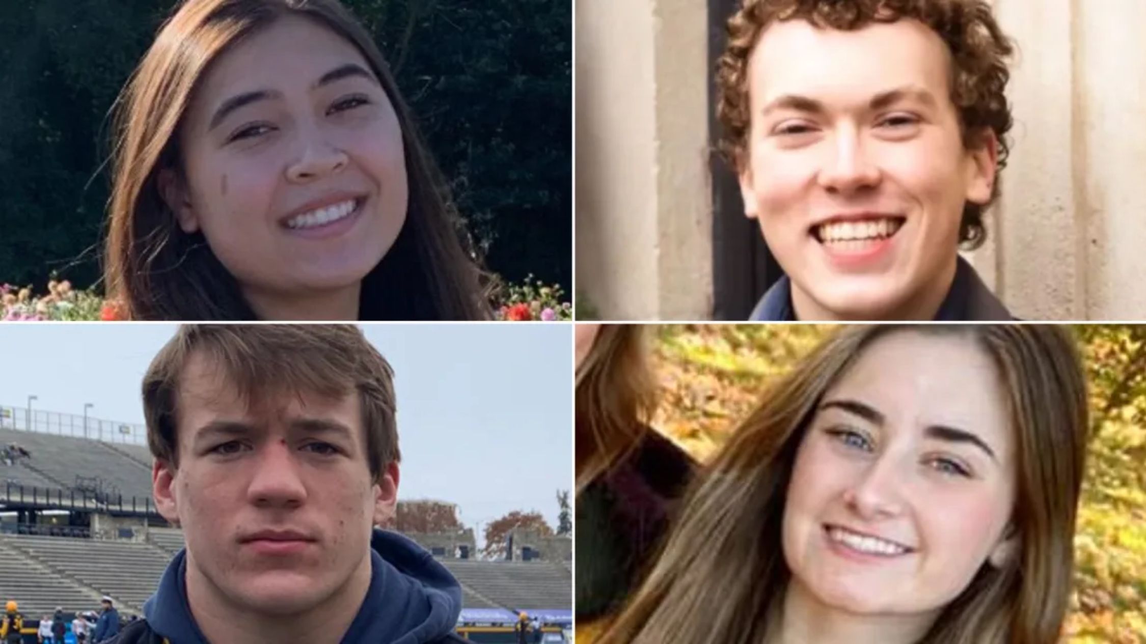 En el sentido de las agujas del reloj, desde arriba a la izquierda, Hana St. Juliana, Justin Shilling, Madisyn Baldwin y Tate Myre murieron en el tiroteo de noviembre de 2021. (Obtenido por CNN)