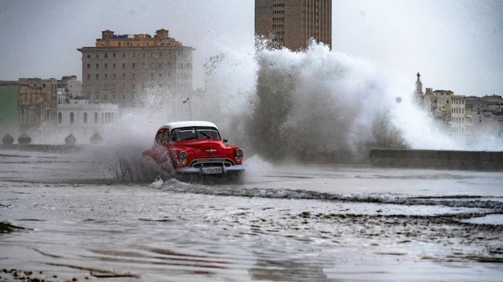 Big waves and strong winds blow jellyfish and algae into the streets of Havana