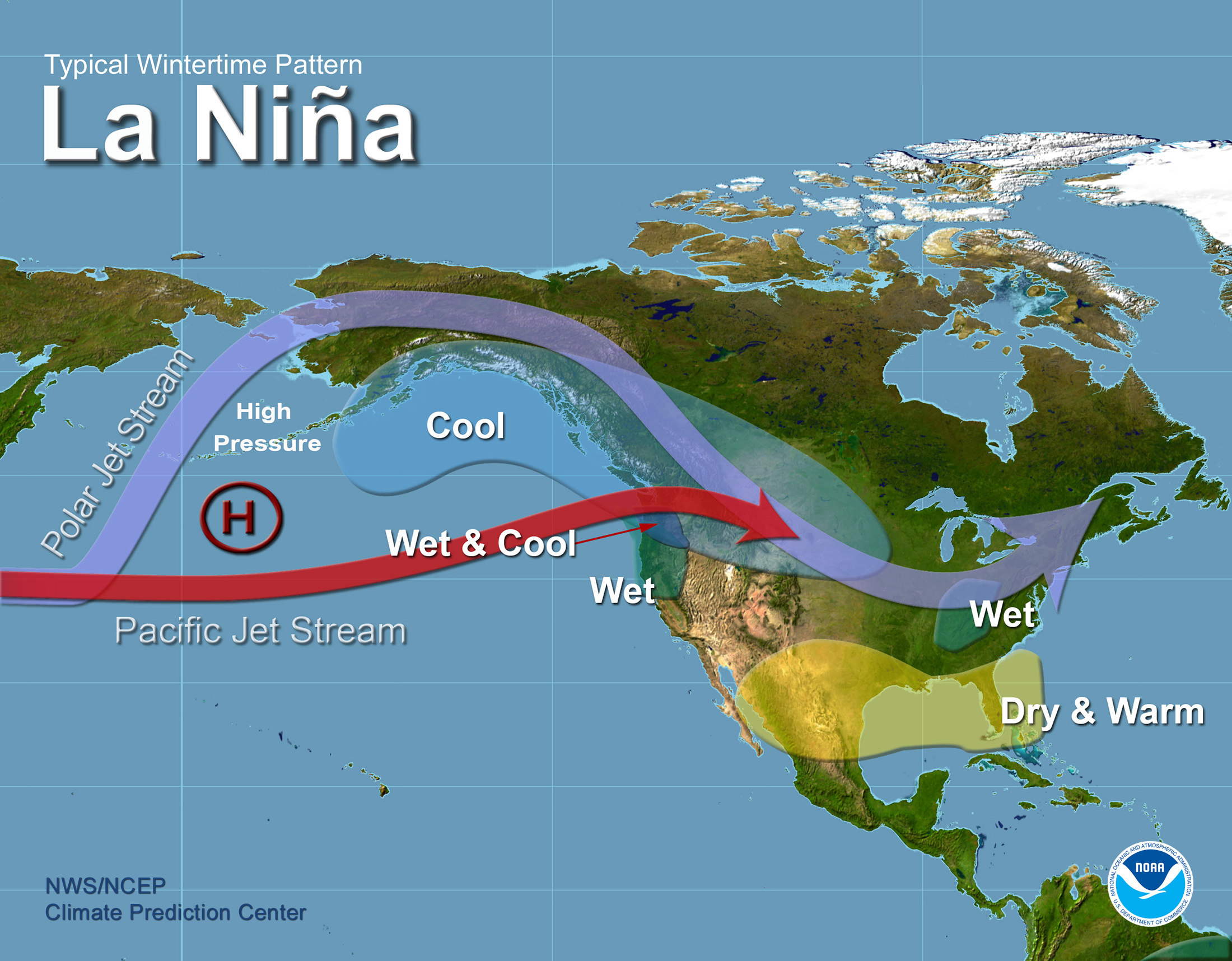 Jak widać na zdjęciu zjawisko La Niña stwarza warunki 