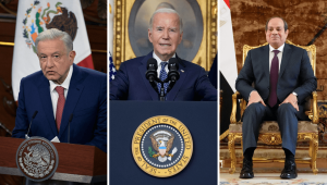 Andrés Manuel López Obrador, presidente de México; Joe Biden, presidente de Estados Unidos y Abdel Fattah Sisi, presidente de Egipto. (Crédito: Getty Images)