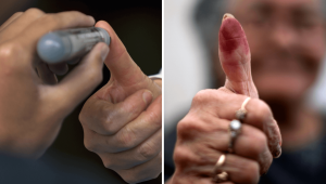 Durante las elecciones en México, a los ciudadanos se les coloca una marca de tinta indeleble en el pulgar. (Crédito: Getty Images)