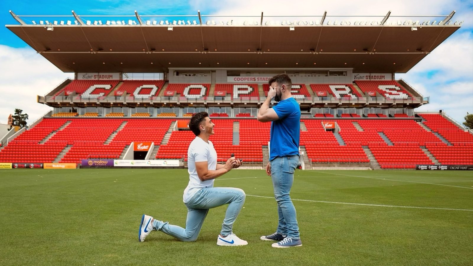 Josh Cavallo, the first openly gay top division male soccer player, proposed to his partner on his team’s field