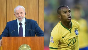Lula da Silva en el Palacio de Planalto el 6 de marzo de 2024 y Robinho en la Copa América el 21 de junio de 2015. (Crédito: creada con imágenes de Getty Images)