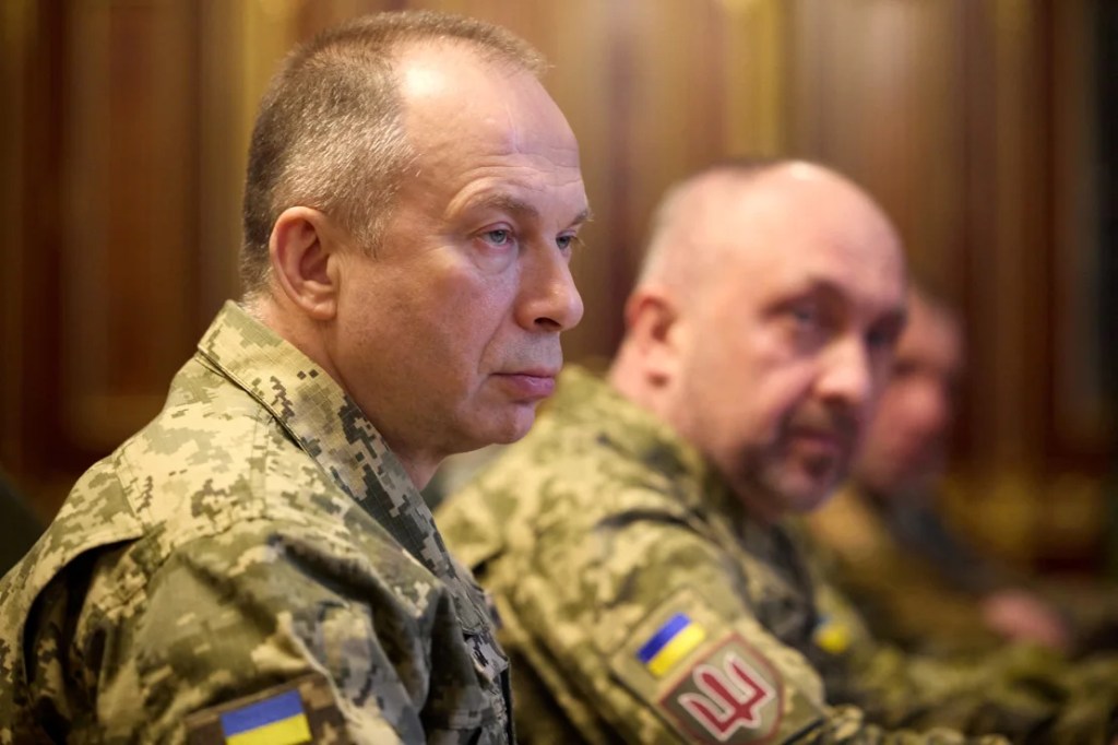 Colonel General Oleksandr Syrsky attends a meeting in Kiev on February 10, 2024.  Ukrainian Presidential Press Service/Reuters