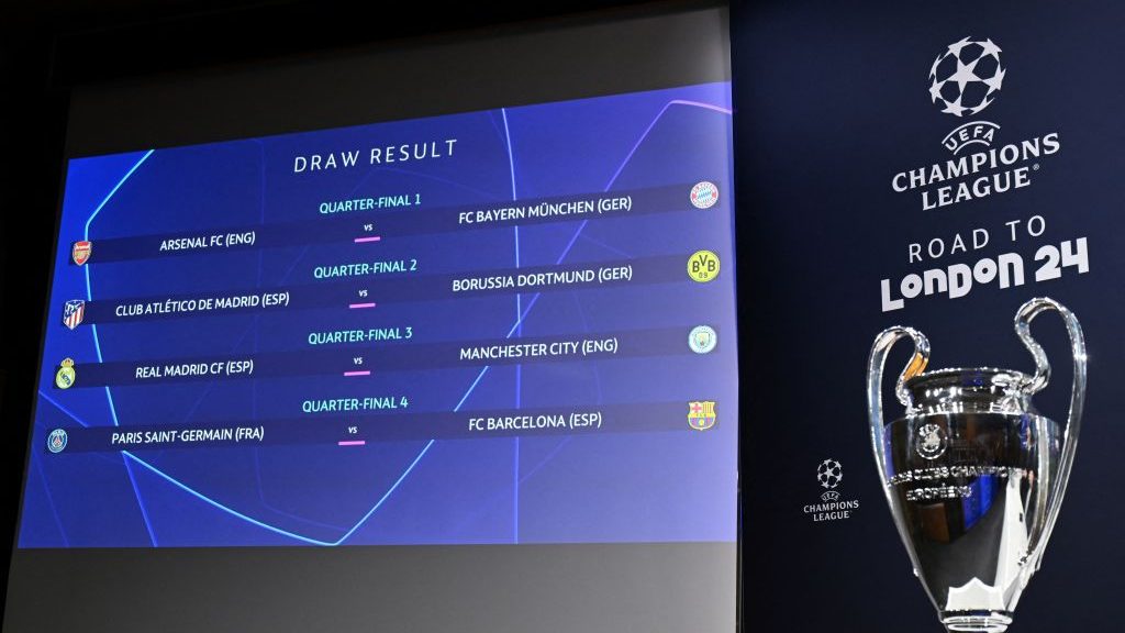 Así quedan los cruces tras el sorteo de cuartos de la Champions
League 2023/2024: partidos, fechas y calendario