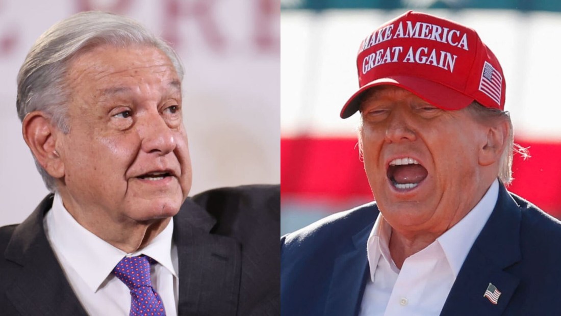 El presidente de México, Andrés Manuel López Obrador, y el expresidente de EE.UU. Donald Trump en eventos en marzo de 2024. (Crédito: Hector Vivas/Getty Images y KAMIL KRZACZYNSKI/AFP vía Getty Images)