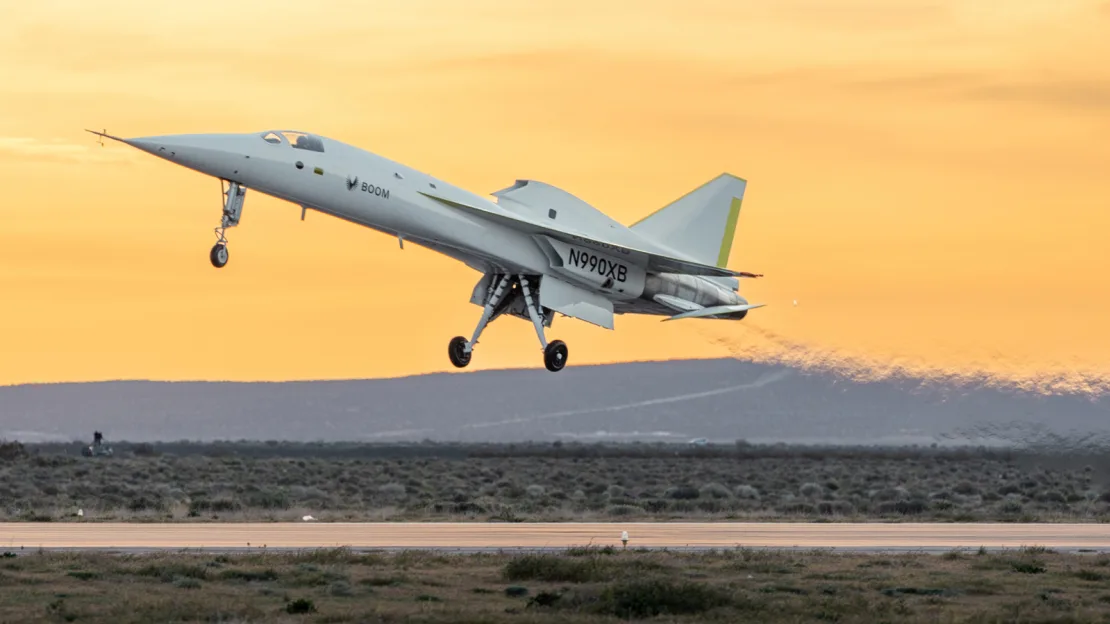 The XB-1 made its maiden flight in March 2024.  (Courtesy of Boom Supersonic)
