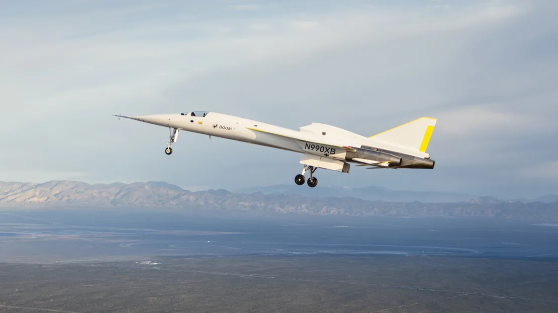 The XB-1 made its first flight in Mojave, California.  (Courtesy of Boom Supersonic)