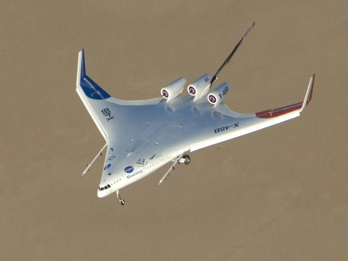 El avión experimental X-48 de la NASA. (Crédito: NASA)