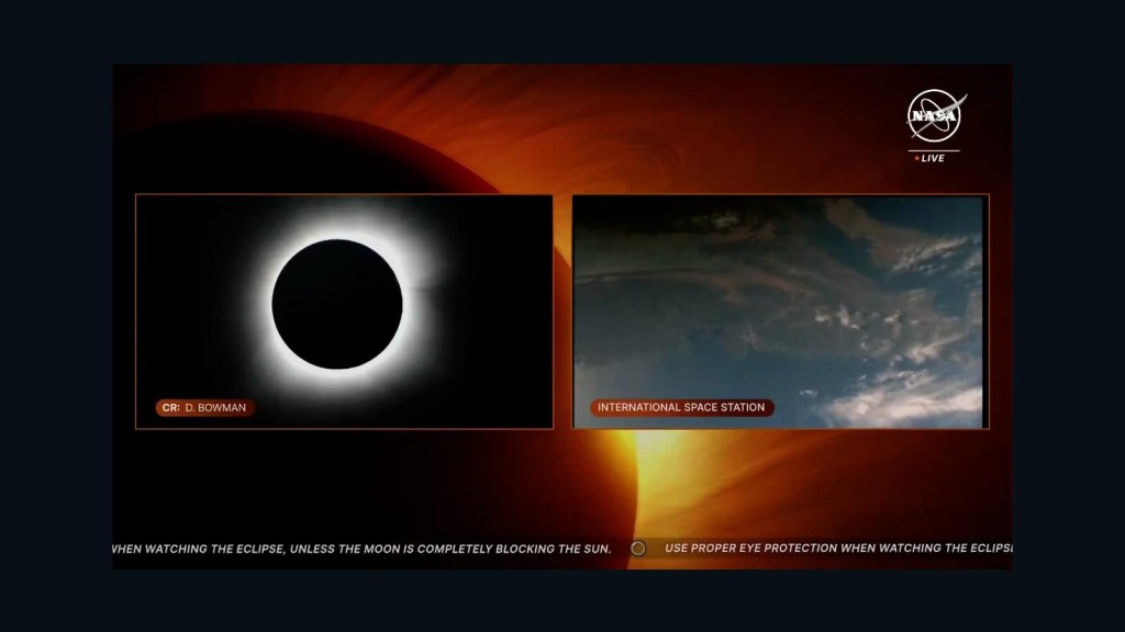Astronautas captan el eclipse solar desde el espacio
