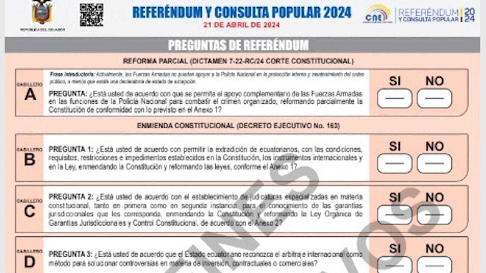 Cuáles son las preguntas del referendo y la consulta popular en Ecuador?