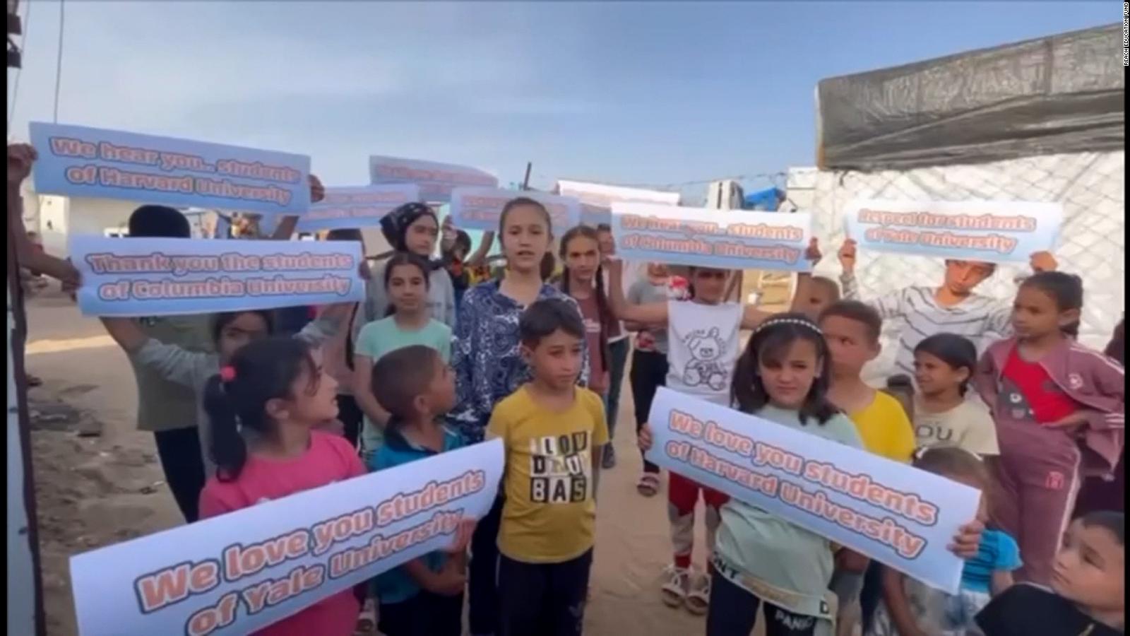 Los niños en Gaza mandan mensajes a los manifestantes propalestinos