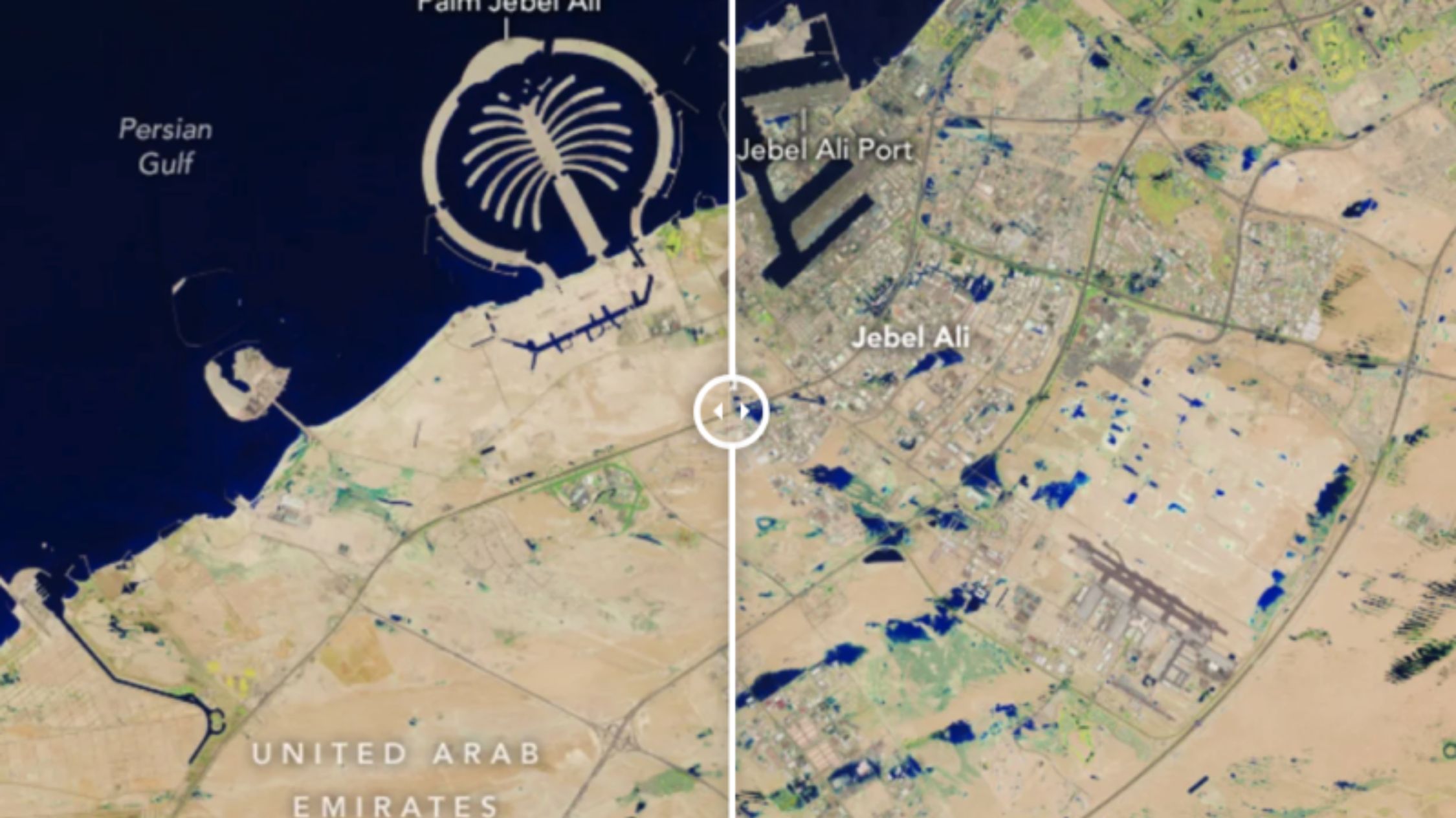 Watch the Dubai floods from space