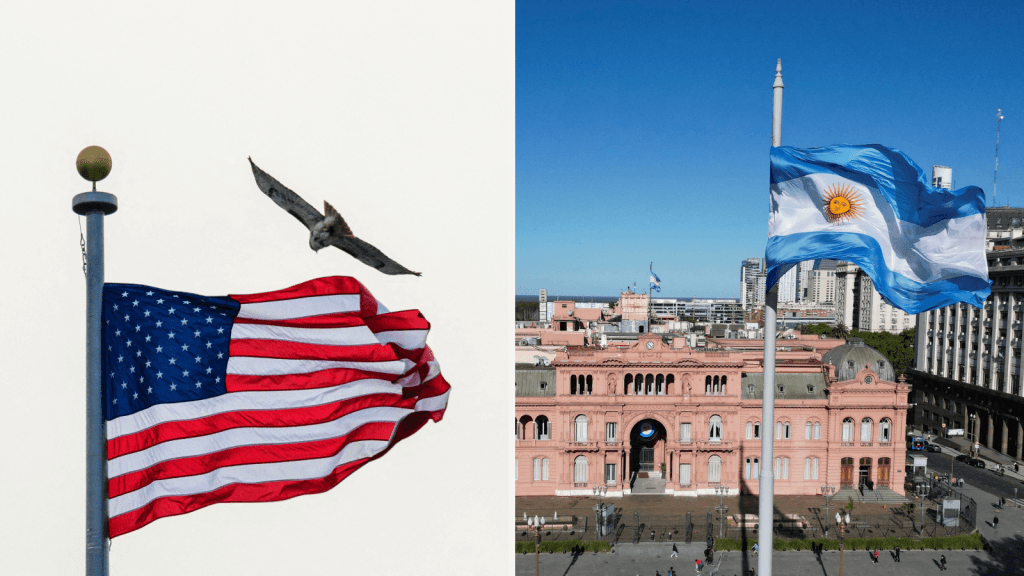 Banderas de Estados Unidos y Argentina. (Crédito: Getty Images)