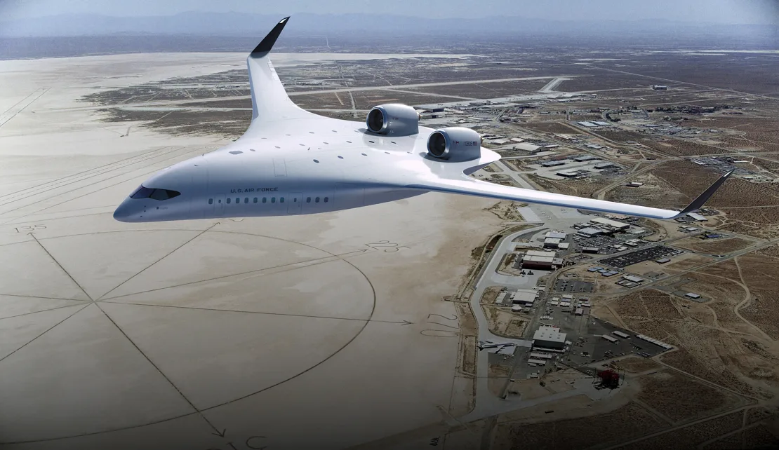 Aspecto que podría tener el avión JetZero de tamaño real. (Crédito: JetZero)