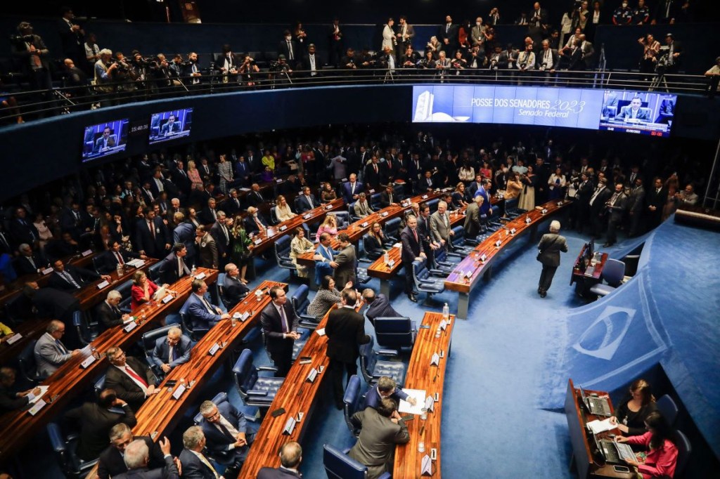 Vista general del pleno del Senado Federal en Brasilia el 1 de febrero de 2023. (Foto de SERGIO LIMA/AFP vía Getty Images)