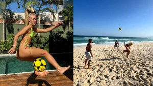 Mira los trucos de Alisha Lehmann en una playa de Brasil