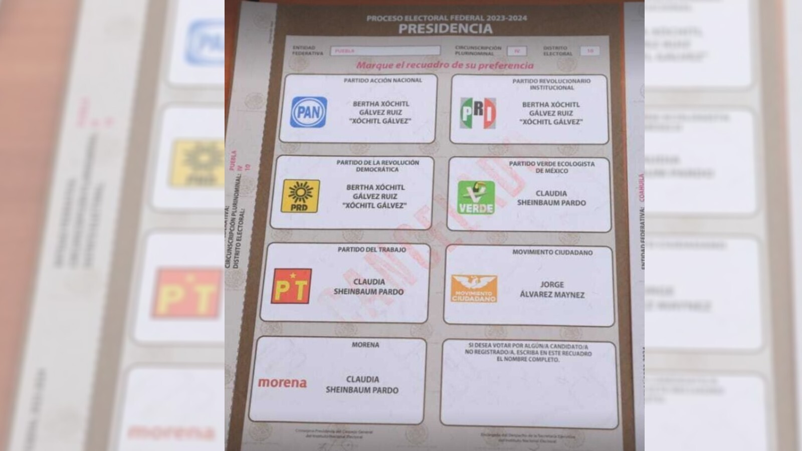 Así serán las boletas electorales para la elección presidencial en México