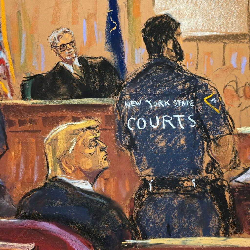 El expresidente Donald Trump reacciona mientras se lee el veredicto en su juicio penal por cargos de falsificación de registros comerciales en el tribunal estatal de Manhattan en la ciudad de Nueva York, el 30 de mayo. (Foto: Jane Rosenberg/Reuters).