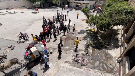 Ataque con drones en la escuela Al-Nazla en las afueras de Jabaliya, el 25 de mayo de 2024. (Foto: obtenida por CNN)