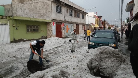 Lluvias y granizo atípicas en Puebla. (Crédito: Secretaría de Seguridad de Puebla)