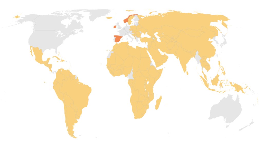 Los países que reconocen el Estado palestino.