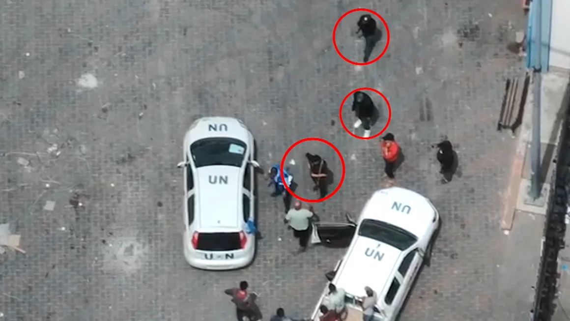 The Israeli military released a video showing gunmen at the UN compound in Gaza