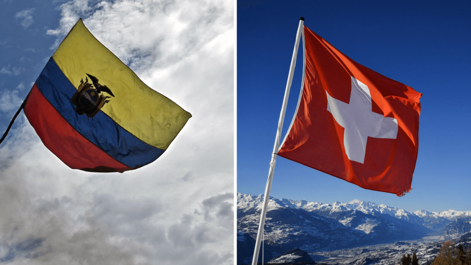Banderas de Ecuador y Suiza. (Crédito: Getty Images)