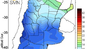 Mapa de temperaturas del Servicio Meteorológico Nacional de Argentina