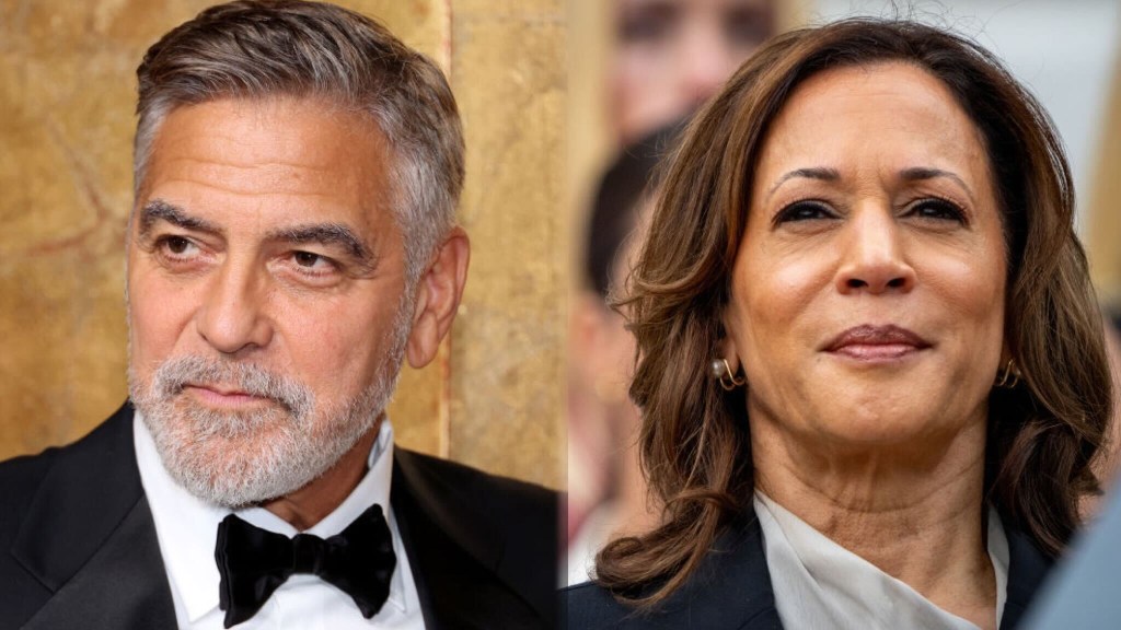 George Clooney y Kamala Harris. (Crédito: imagen creada con fotos de Cindy Ord y Andrew Harnik/Getty Images)