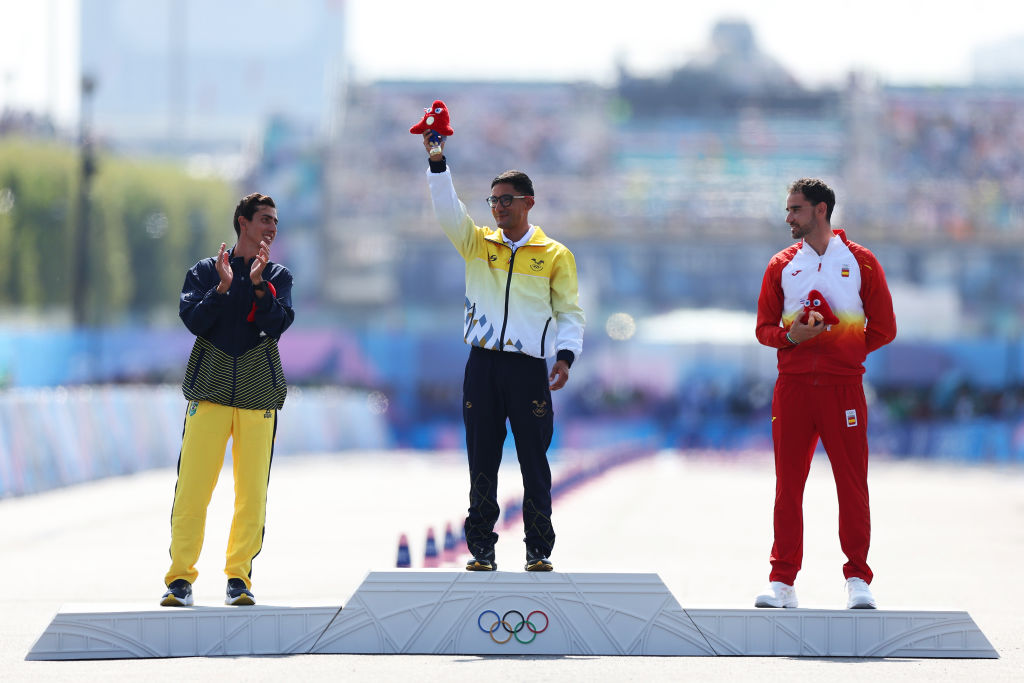 Daniel Pintado gana el oro para Ecuador en marcha de 20 km masculino en los Juegos Olímpicos de París 2024 GettyImages-2164768257