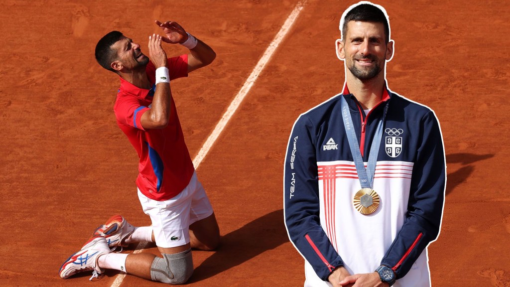 Novak Djokovic llora tras conseguir la medalla de oro en los Juegos Olímpicos