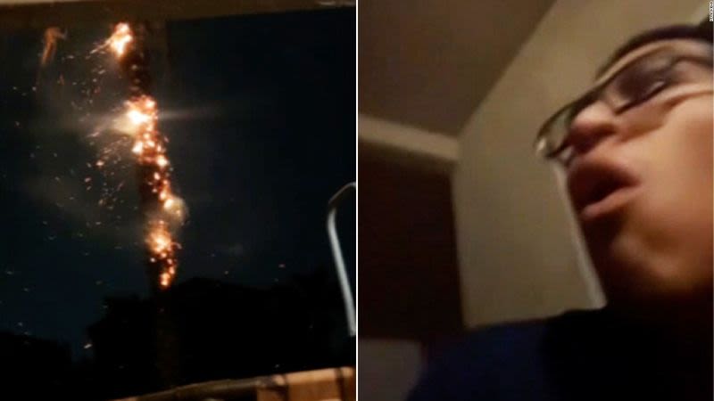 Video capta el momento en el que un rayo prende fuego una palmera