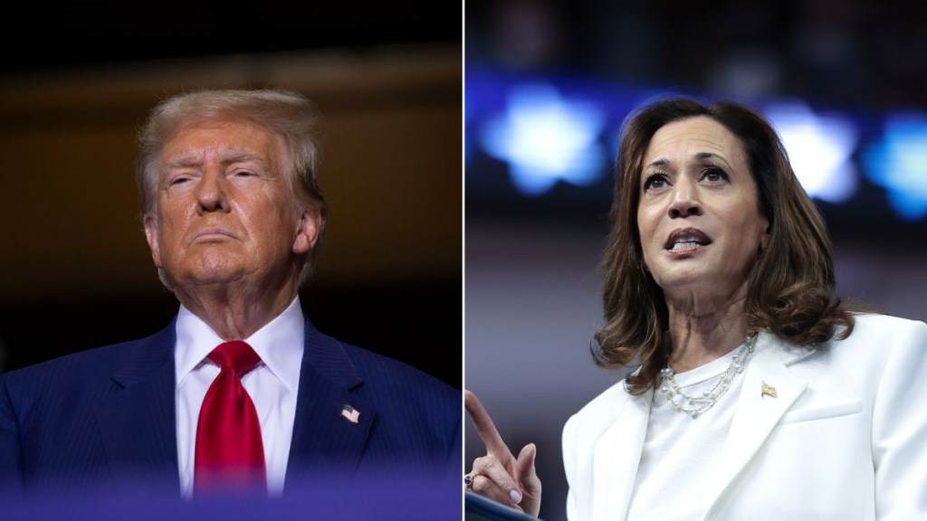 El expresidente Donald Trump y la vicepresidenta Kamala Harris