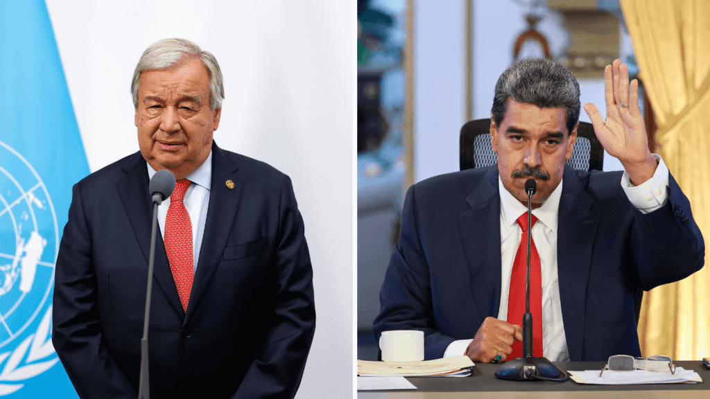 El secretario general de la ONU, Antonio Guterres, con Nicolás Maduro. (Crédito: Getty Images)