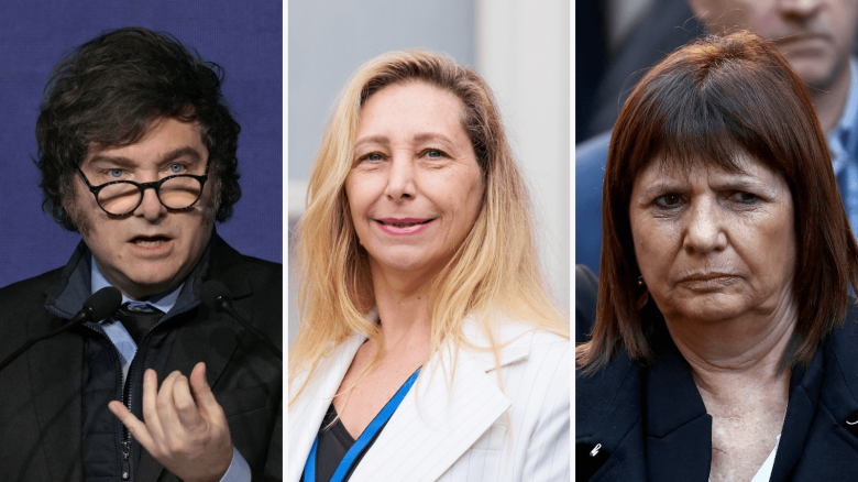 Javier Milei, Karina Milei y Patricia Bullrich. (Crédito: Getty Images)