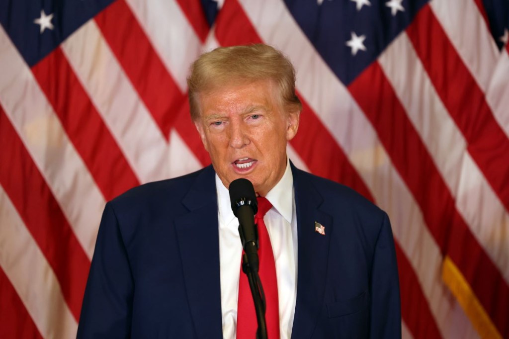 El candidato presidencial republicano, el expresidente de Estados Unidos, Donald Trump, habla durante una conferencia de prensa en la Torre Trump el 6 de septiembre de 2024 en la ciudad de Nueva York. (Foto de Michael M. Santiago/Getty Images)