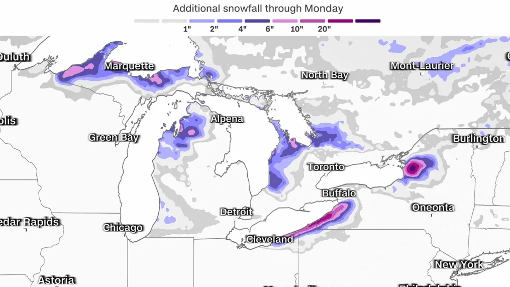 La nieve de efecto lago y las gélidas temperaturas árticas enfrían una amplia franja del este de EE.UU. imagen-6