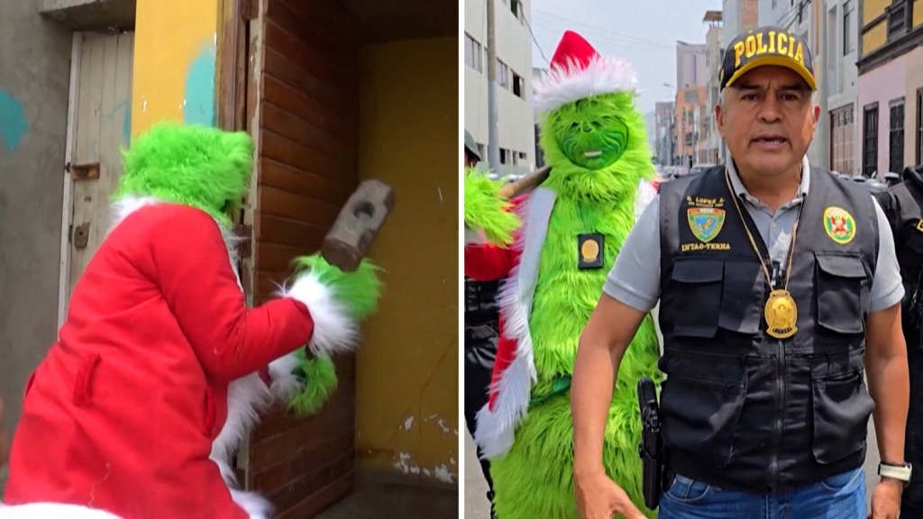 Un policía disfrazado de “Grinch” desbarata una banda que vendía drogas en Perú