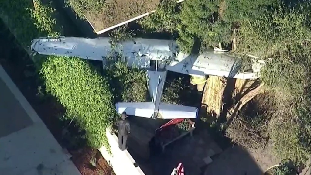 Una avioneta aterrizó en el patio trasero de una casa en Los Ángeles